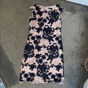 Roz & Ali Blue and Black Sheath Midi Dress Sleeveless